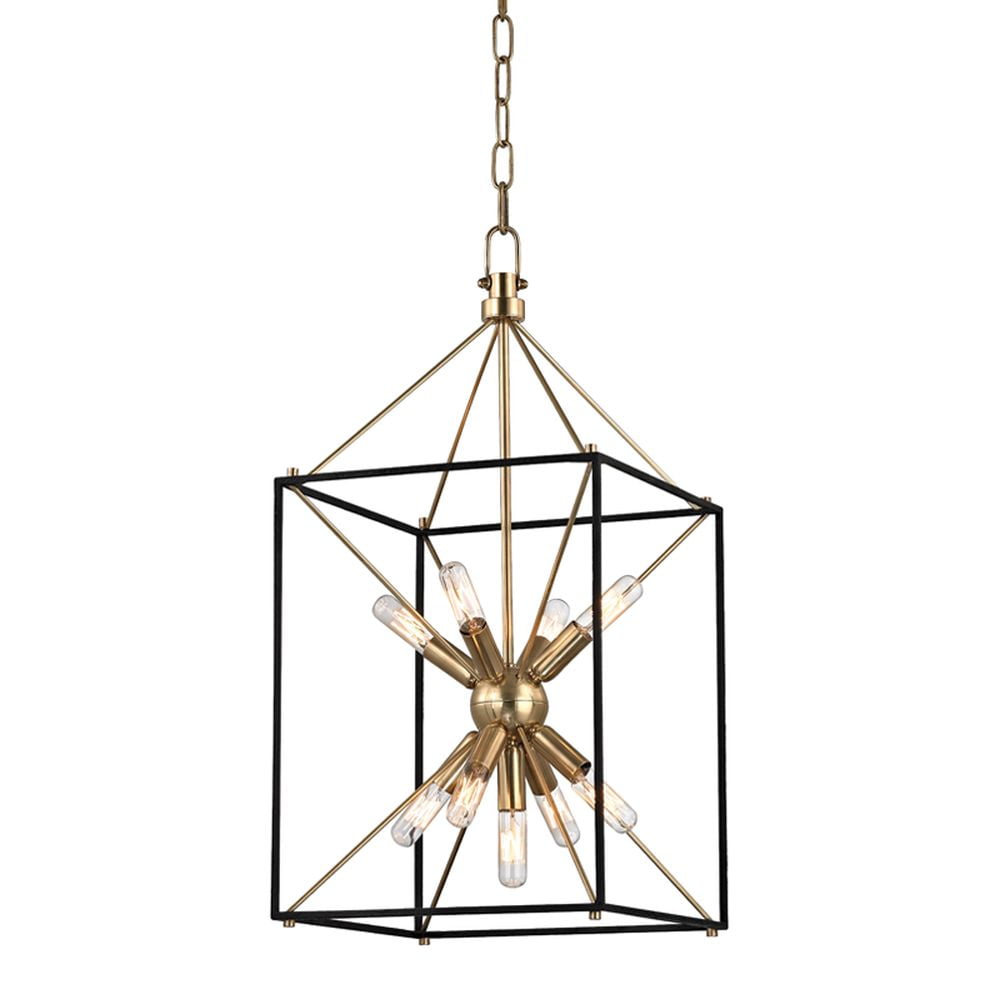 Elegant Aged Brass 9-Light Crystal Sputnik Chandelier