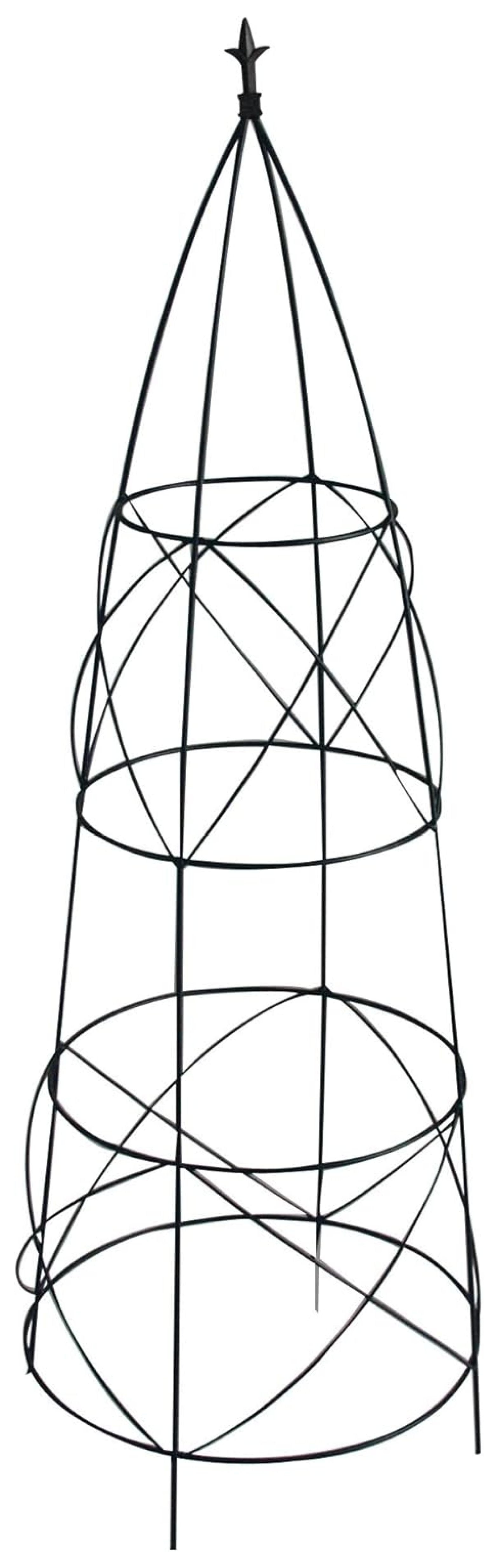 Black Metal Circular Garden Trellis with Finial, 36-Inch