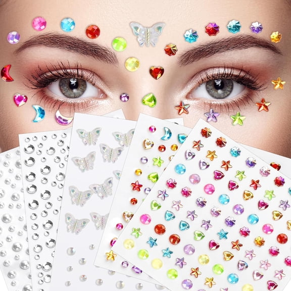 895 PCS Easter Gem Stickers Rhinestones Pearls for Crafts, Festival Jewels Rave Accessories for Women, Glitter Small Stickers for Face Eye Hair Nail Body Makeup