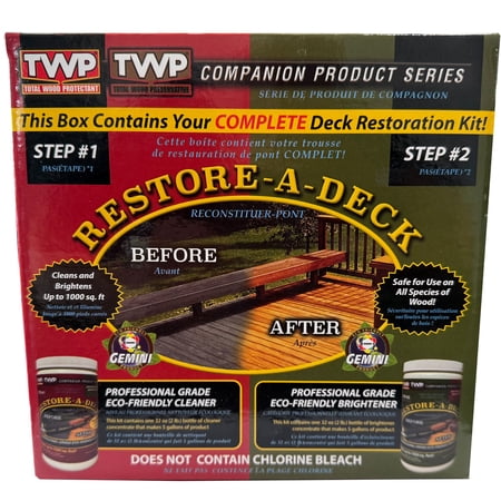 TWP Restore-A-Deck Kit – Professional Wood Deck Cleaner & Brightener for Fast, Easy Deck Restoration