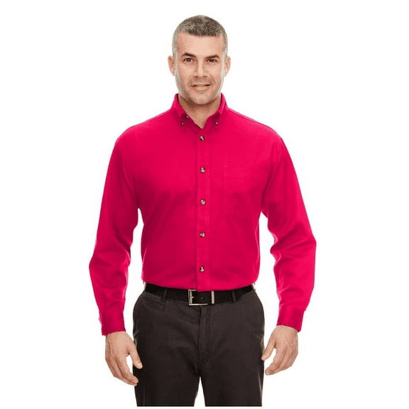 8960C UltraClub Men's Cypress Long-Sleeve Twill Pocket Red XL