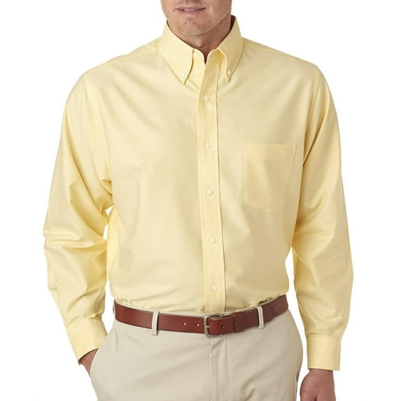 8970 UltraClub Men's Classic Wrinkle-Resistant Long-Sleeve Oxford Butter XL