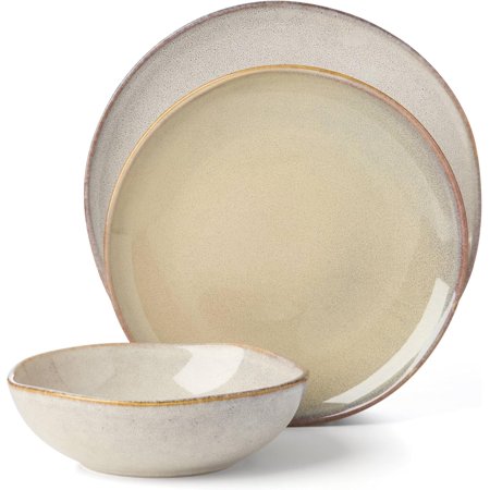 897208 Organic Shades 12-Piece Dinnerware Set, Oatmeal