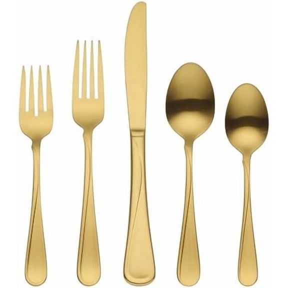 899220 Flight Gold Satin 20-Piece Flatware Set, Service For 4