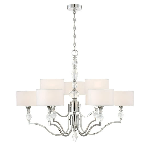 Evi 9-Light Chrome Traditional Shaded Chandelier for Dining Areas with No Bulbs Included