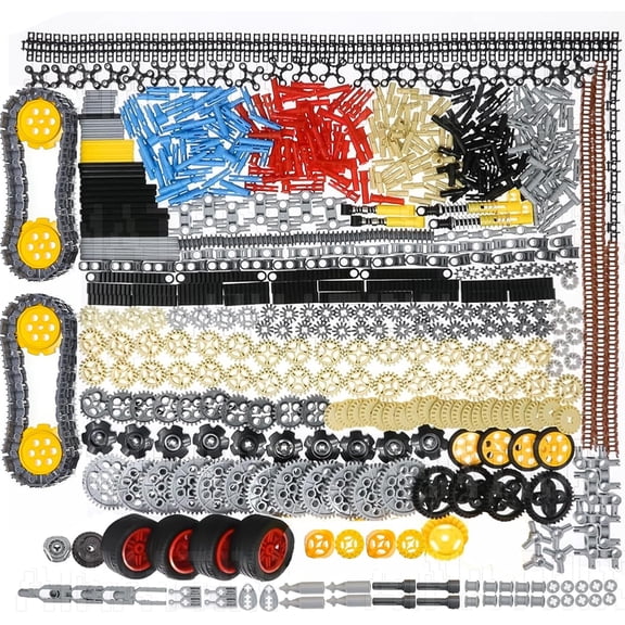 899Pcs Technic Gears and Axles, Car Tracks-Tires with Gears-Pins-Shock absorbers - Differentials,Compatible with Mainstream Building Block Brand Technic Sets