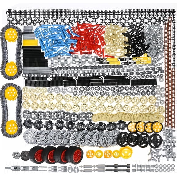 899Pcs Technic Gears and Axles, Car Tracks-Tires with Gears-Pins-Shock absorbers - Differentials,Compatible with Mainstream Building Block Brand Technic Sets
