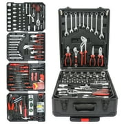 899pcs Home Repair Tool Set Kit, Toolbox Storage Case with 4 Drawers, General Household Tool Kit with Rolling Tool Box, Tool Set Kit for Maintenance, Garden, Homeowner, Handyman -Black RR