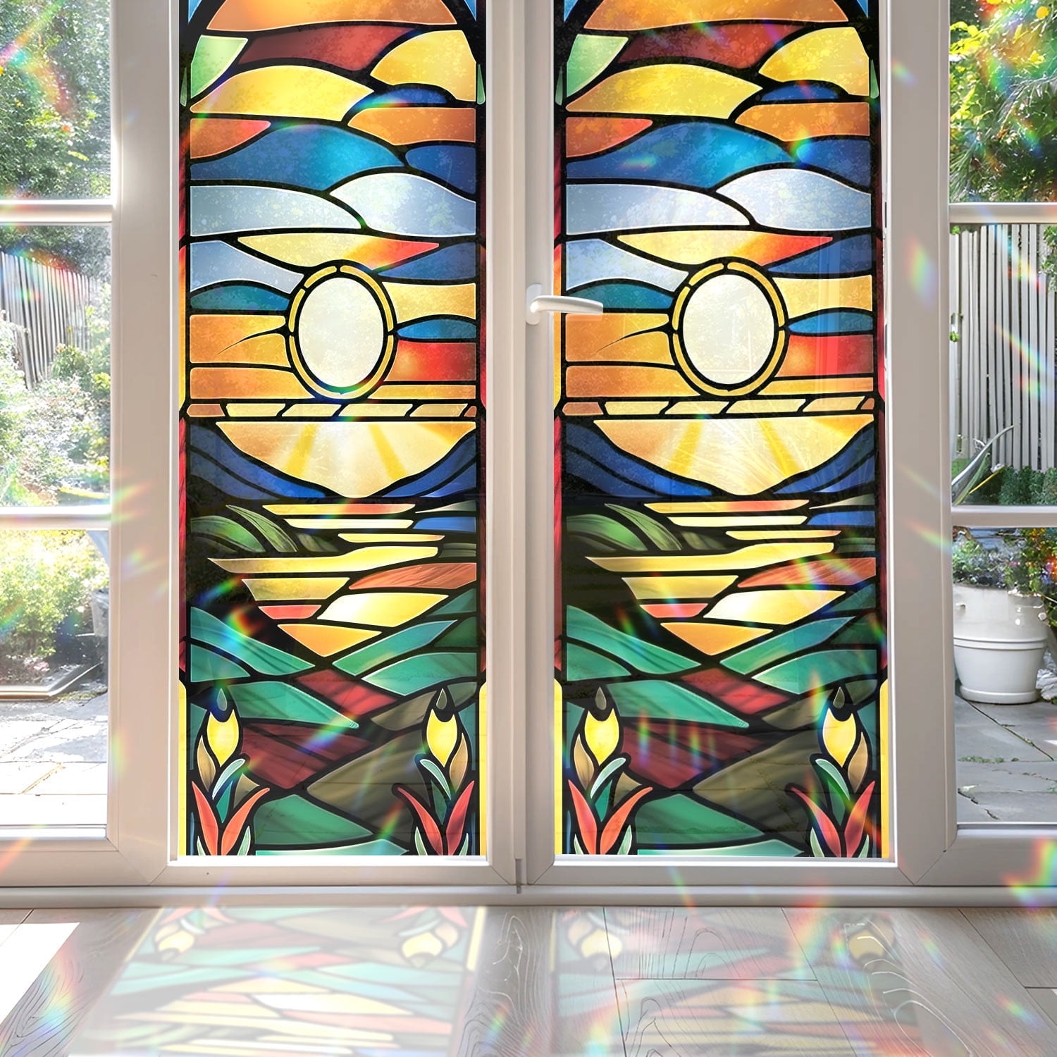 89Bloom 17.7 x39.4 Inches Decorative Dawn Stained Glass Window Film ...