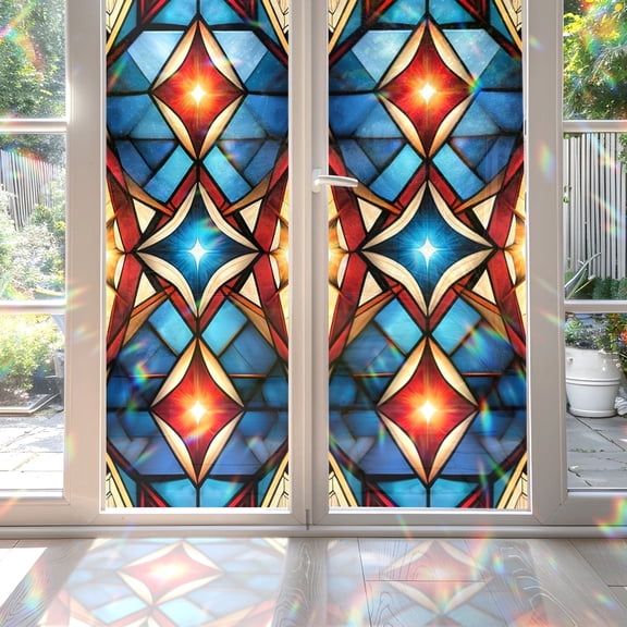 89Bloom Window Film Sacred Geometry Bloom 17.7 x 39.4 in for Glass Door Anti UV Privacy Use