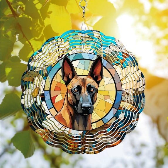 89Bloom Belgian Malinois Garden Spinner For Yard Art Decor, Belgian Malinois Wind Sculptures & Spinners