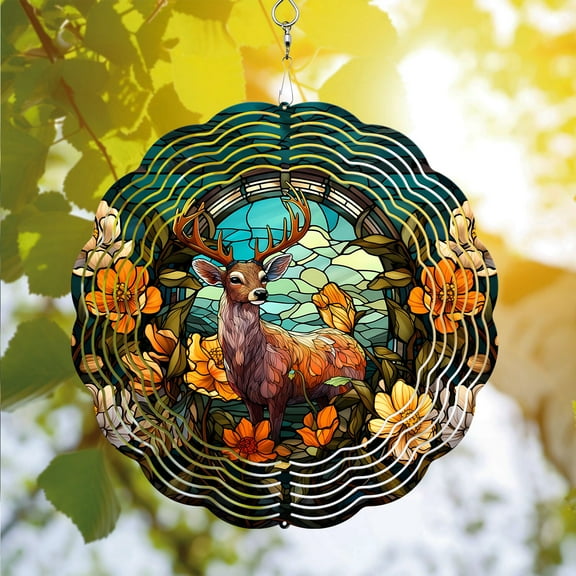 89Bloom Deer Wind Spinner For Yard Garden, Unique 3D Hanging Deer Wind Spinner