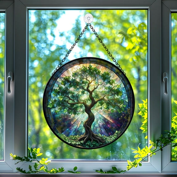 89Bloom English Ivy Plant Window Hanging Stained Glass, English Ivy Plant Suncatchers for Windows Stained Glass, Stained Glass English Ivy Plant suncatcher