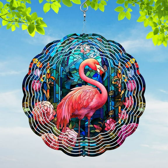 89Bloom Flamingo Yard and Garden Wind Spinner, Unique 3D Hanging Flamingo Wind Spinner