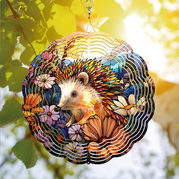 89Bloom Hedgehog Wind Spinner For Yard Garden, Unique 3D Hanging Hedgehog Wind Spinner