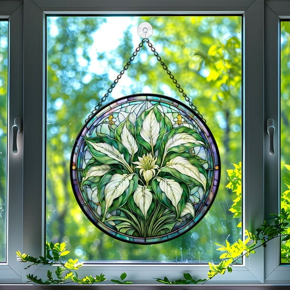 89Bloom Hosta Window Hanging Stained Glass, Hosta Suncatchers for Windows Stained Glass, Stained Glass Hosta suncatcher