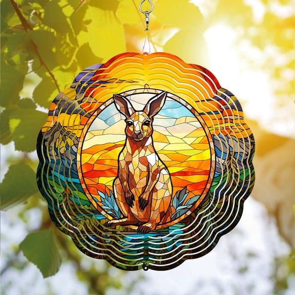 89Bloom Kangaroo Wind Spinner For Yard Garden, Unique 3D Hanging Kangaroo Wind Spinner