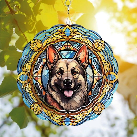 89Bloom Norwegian Elkhound Garden Spinner For Yard Art Decor, Norwegian Elkhound Wind Sculptures & Spinners