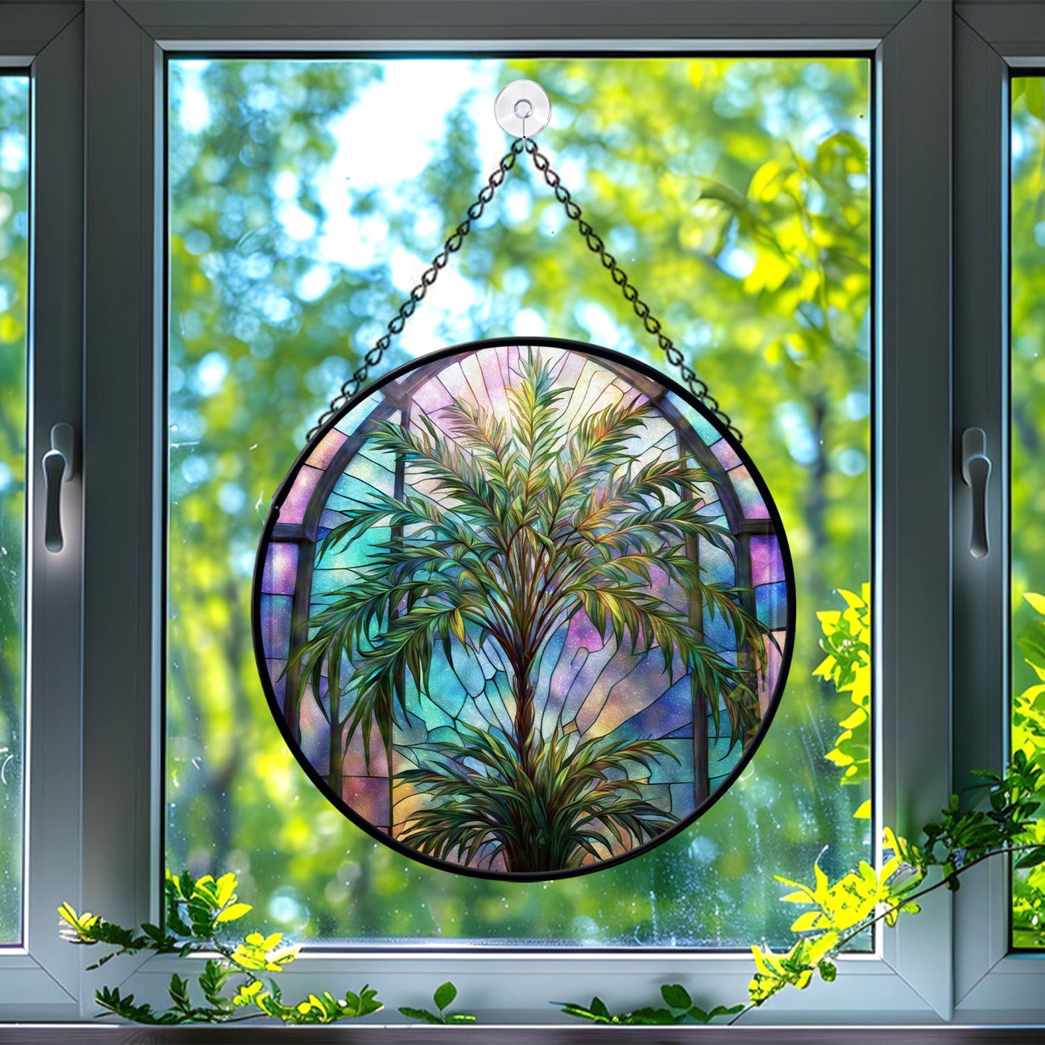 89Bloom Parlor Palm Window Hanging Stained Glass, Parlor Palm ...
