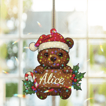 89Bloom Personalized Bear Ornament, Custom Bear craft stained glass, Suncatcher Craft Stained Glass