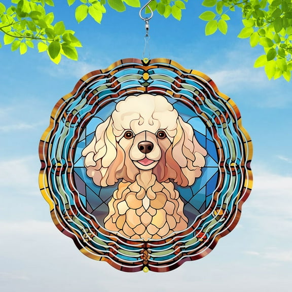 89Bloom Poodle Yard and Garden Wind Spinner, Unique 3D Hanging Poodle Wind Spinner