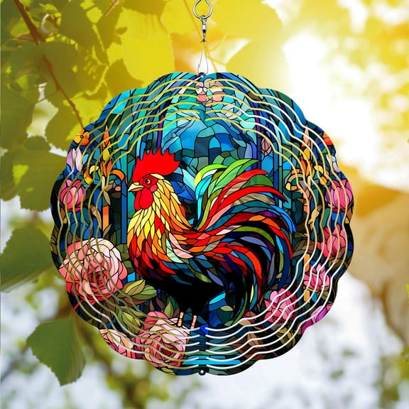 89Bloom Rooster Wind Spinner For Yard Garden, Unique 3D Hanging Rooster Wind Spinner