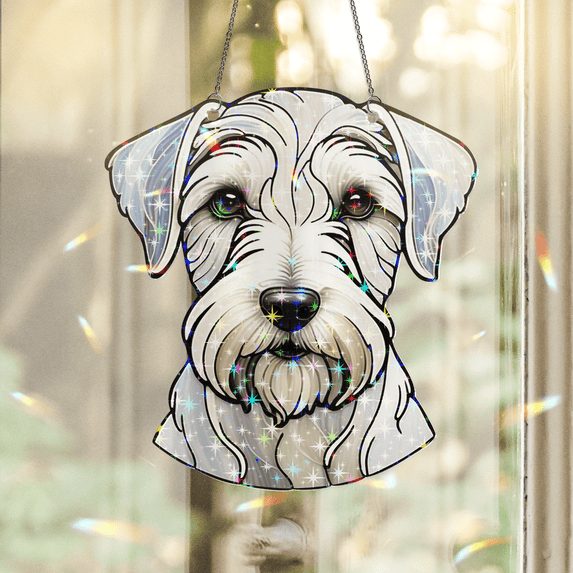 89Bloom Sealyham Terrier Stained Glass Hologram Ornament, Dog Stained Glass Suncatcher Ornaments Home Decor, Dog Holographic Ornaments