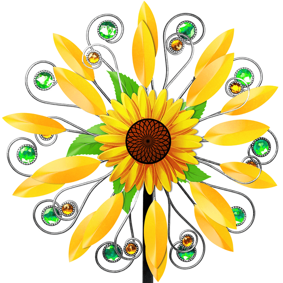 89Bloom Sunflower Wind Spinner For Garden, Double Wind Sculpture Sunflower Wind Spinner for Garden Patio Yard Decor