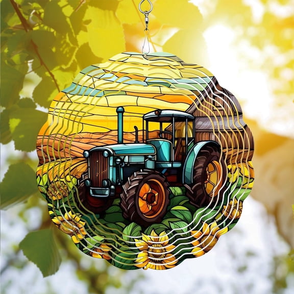 89Bloom Tractor Wind Spinner For Yard Garden, Unique 3D Hanging Tractor Wind Spinner