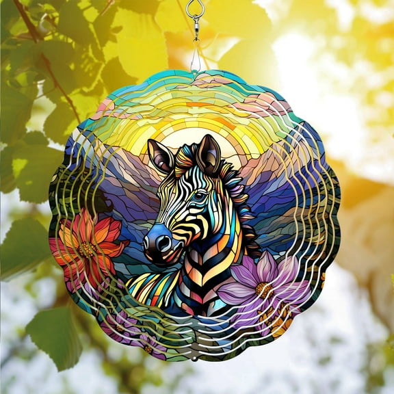 89Bloom Zebra Wind Spinner For Yard Garden, Unique 3D Hanging Zebra Wind Spinner