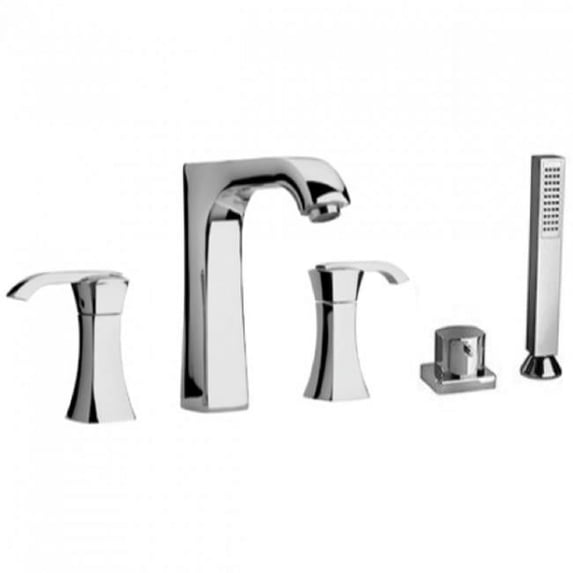 89CR109 Lady 5 7/8" Double Handle Widespread/Deck Mounted Roman Tub Faucet with Hand Shower In Chrome