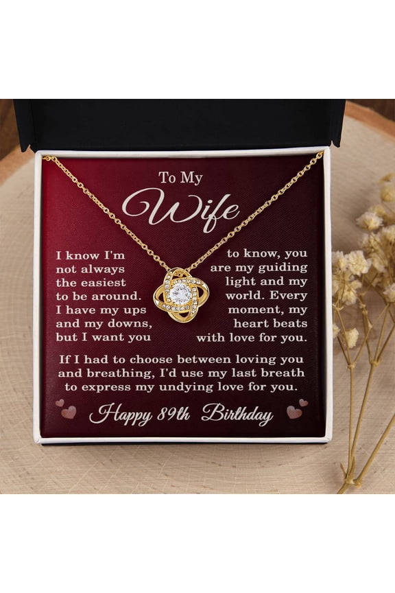 89th Birthday Gifts for Wife Happy 89th Birthday Necklace Jewelry 89 Years Old Birthday Gift Title: 18K Yellow Gold Finish, Box Choice: Standard Box