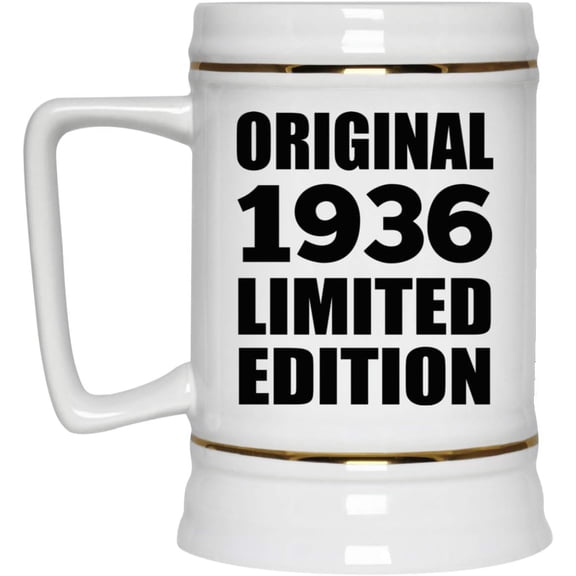 89th Birthday Original 1936 Limited Edition – 22oz Ceramic Beer Stein Mug | Cherished Gift for Him – Anniversary, Christmas, Fathers Day, Mothers Day