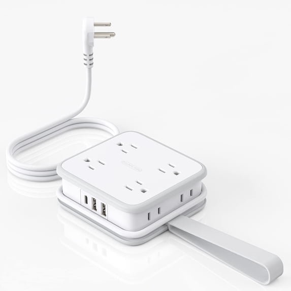 8AC2USB1Type-C port socket for travel, portable cough storage, wiring board with multiple slots and multiple holes,white