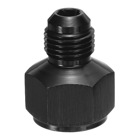 8AN-6AN Female to Male Fuel Fitting, Fit 1/2" & 3/8" Hole 1.22" Length Aluminum Straight Union Coupler Connector Fuel Hose Adapter for Automotive, Black
