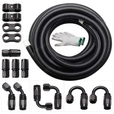 LokoCar 20ft Nylon Braided Fuel Line Kit – 6AN 8AN 10AN – CPE Hose – Black