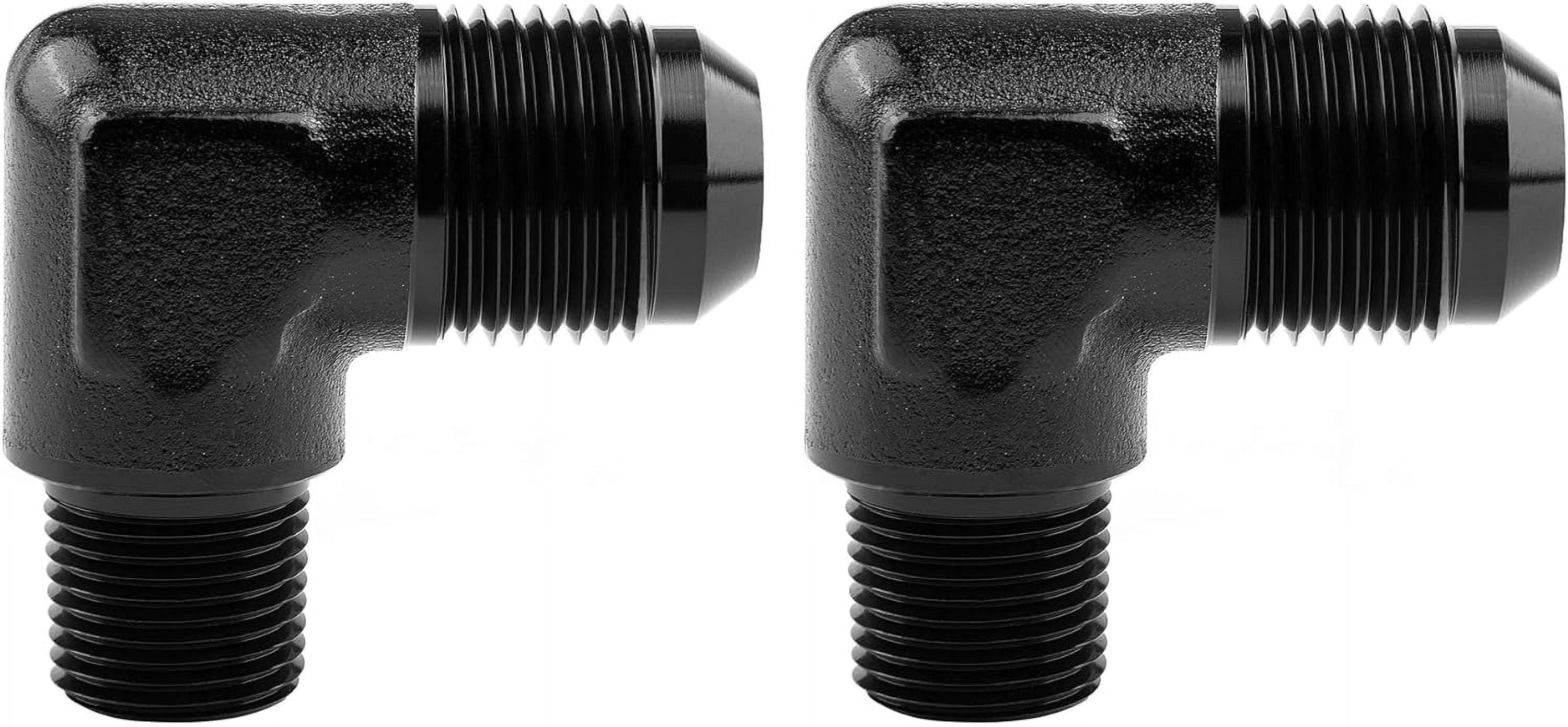 8AN To 1/2" NPT 90 Degree Elbow Fitting - Aluminum Fuel Line Adapter, Black Anodized - View #6