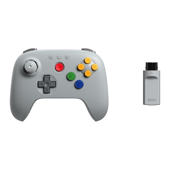 8BitDo 64 2.4G Wireless Controller for Original N64 Console, Analogue 3D, and Windows (Grey)