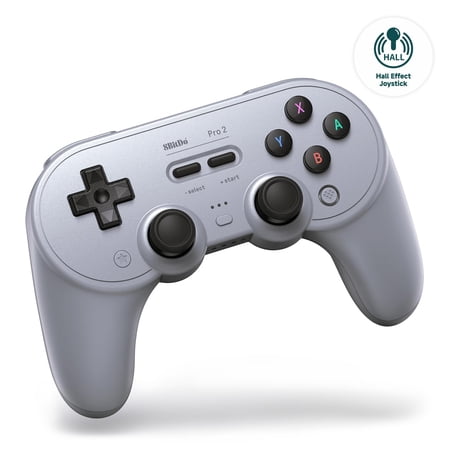 8BitDo Pro 2 Bluetooth Controller Gamepad for Switch, PC, MacOS, Android, Steam, Raspberry Pi (Gray)