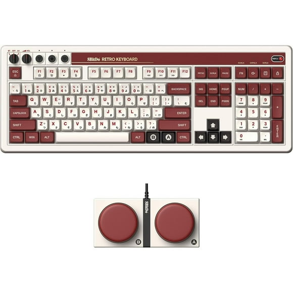 8BitDo Retro Wireless Gaming Mechanical Keyboard with Number Pad for Windows and Android - Fami Edition