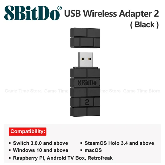 8BitDo USB Wireless Bluetooth Adapter 2 for Nintendo Switch 2 Switch PS5 PS4 Xbox JoyCon Gamepads Windows Steam Mac Raspberry Pi