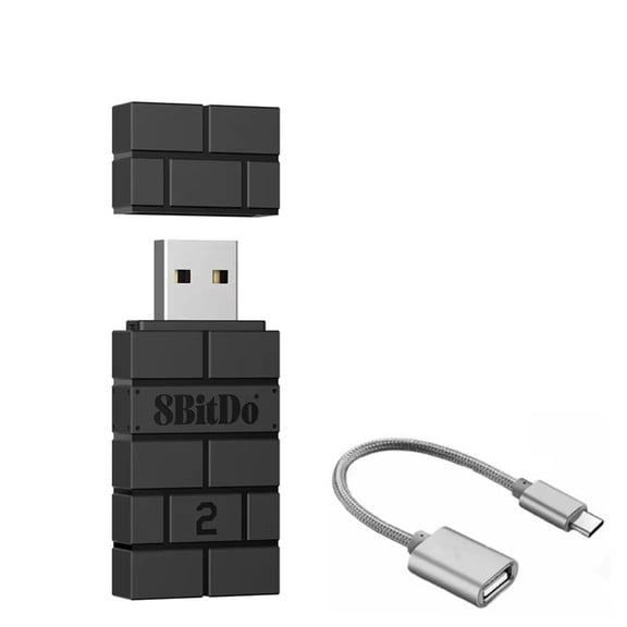 8BitDo USB Wireless Bluetooth Adapter Receiver 2 Compatible with Nintendo Switch, PS5/PS4/PS3, Xbox, Joy-Con, Pro Controller, PC, Mac & Raspberry Pi.