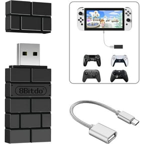 8BitDo USB Wireless Controller Adapter 2 Converter Dongle for Switch/Switch OLED,Steam Deck,Windows,MacOS,Raspberry Pi,PS5/PS4/PS3 Controller,Xbox Series X/S,Xbox One Bluetooth Controller, OTG Cable