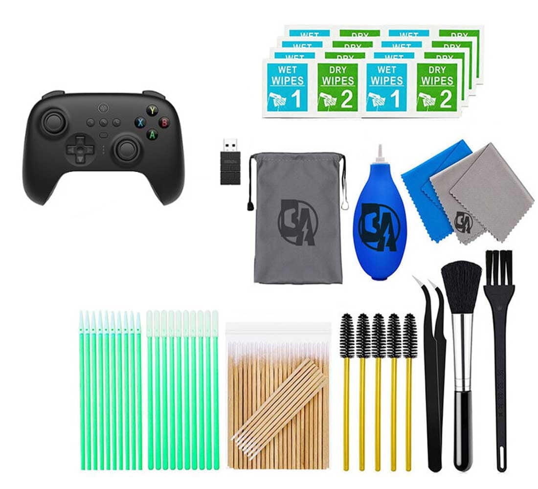 8BitDo - Ultimate Bluetooth Controller for Nintento Switch and Windows PCs  with Dock - Black With Cleaning Electric kit Bolt Axtion Bundle Used 