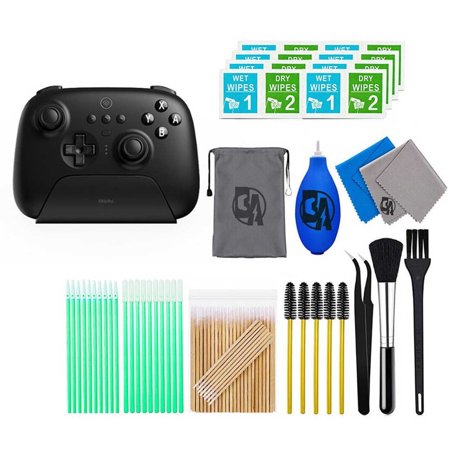 Pre-Owned 8BitDo - Ultimate Bluetooth Controller for Nintento Switch and Windows PCs with Dock - Black With Cleaning Manual Kit Bolt Axtion Bundle