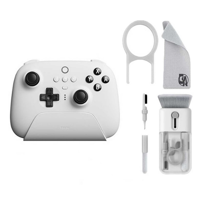 8BitDo - Ultimate Bluetooth Controller for Nintento Switch and Windows PCs  with Dock - White With Cleaning Electric kit Bolt Axtion Bundle Like New 