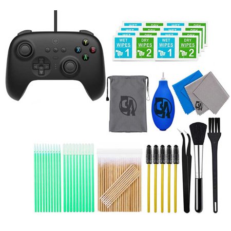 8BitDo - Ultimate Wired Controller for PC - Black With Cleaning Manual Kit Bolt Axtion Bundle Like New