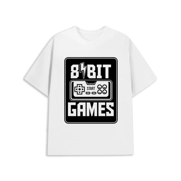 Greenink 8BitGamesTee Men game console white New spring and fall printed T-shirts, fashionable and trendy funny game Vintage Unisex Shirt Cotton tshirts Trendy Unisex Shirt Printed tshirts