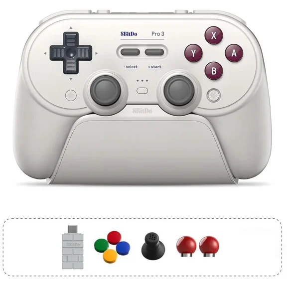 8Bitdo Pro 3 Bluetooth Controller for Switch/Switch 2 - TMR Joysticks, Swappable ABXY Buttons, Pro Back Buttons, Charging Dock, Hall Effect Triggers, Windows/Apple/Android Purple