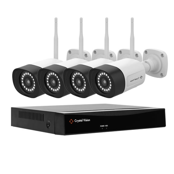 [8CH] Crystal Vision Full HD Wireless Surveillance System NVR CCTV w/ 2TB HDD, 4 x Floodlight & 2 Way Audio Siren Cameras
